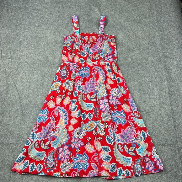 Talbots Red Sleeveless Sundress with Square Neck - Picture 8 of 13